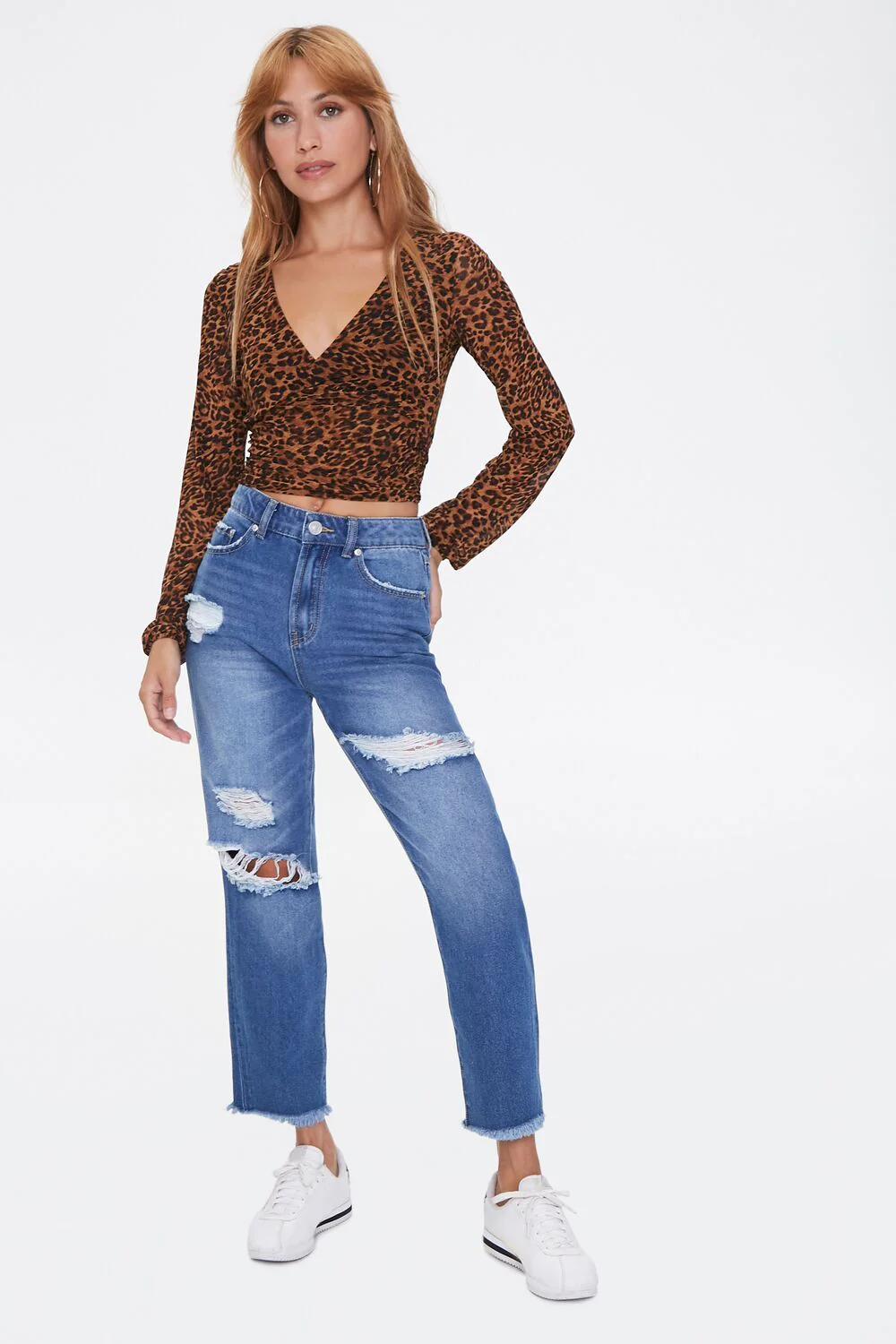 Leopard Print Peasant Top - Image 4