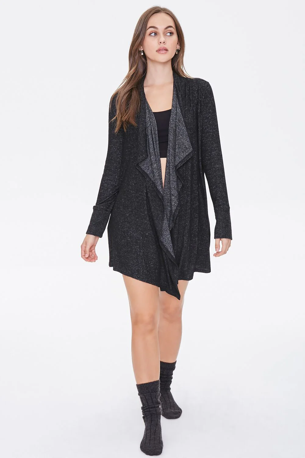 Heathered Draped-Front Robe - Image 4
