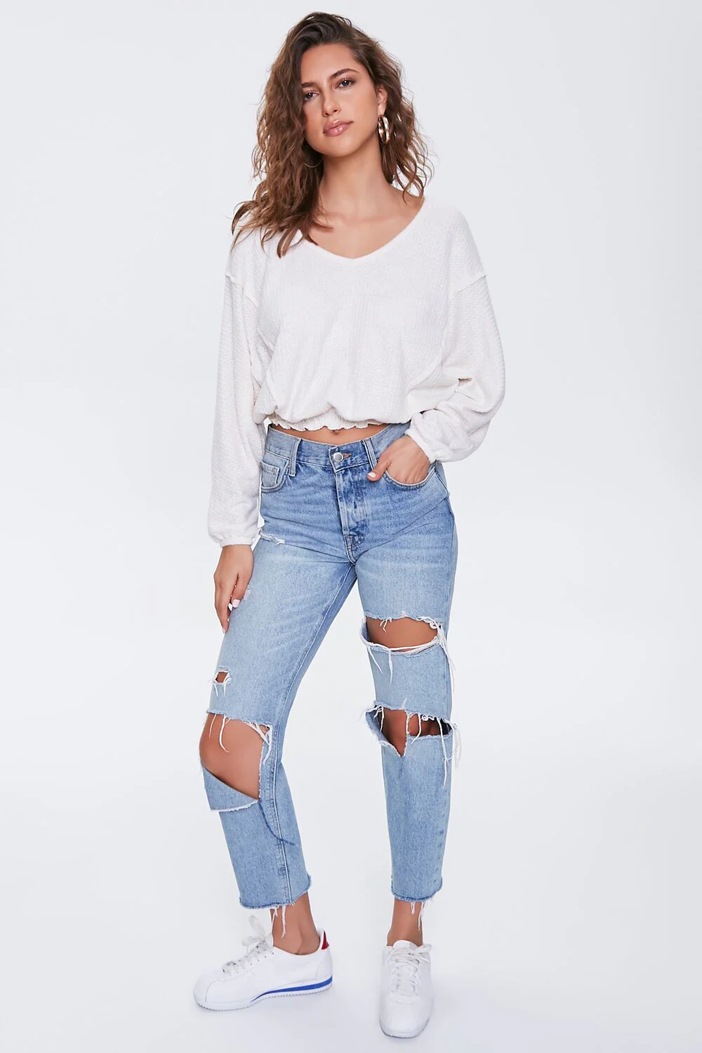 Waffle Knit Drop-Sleeve Top - Image 4