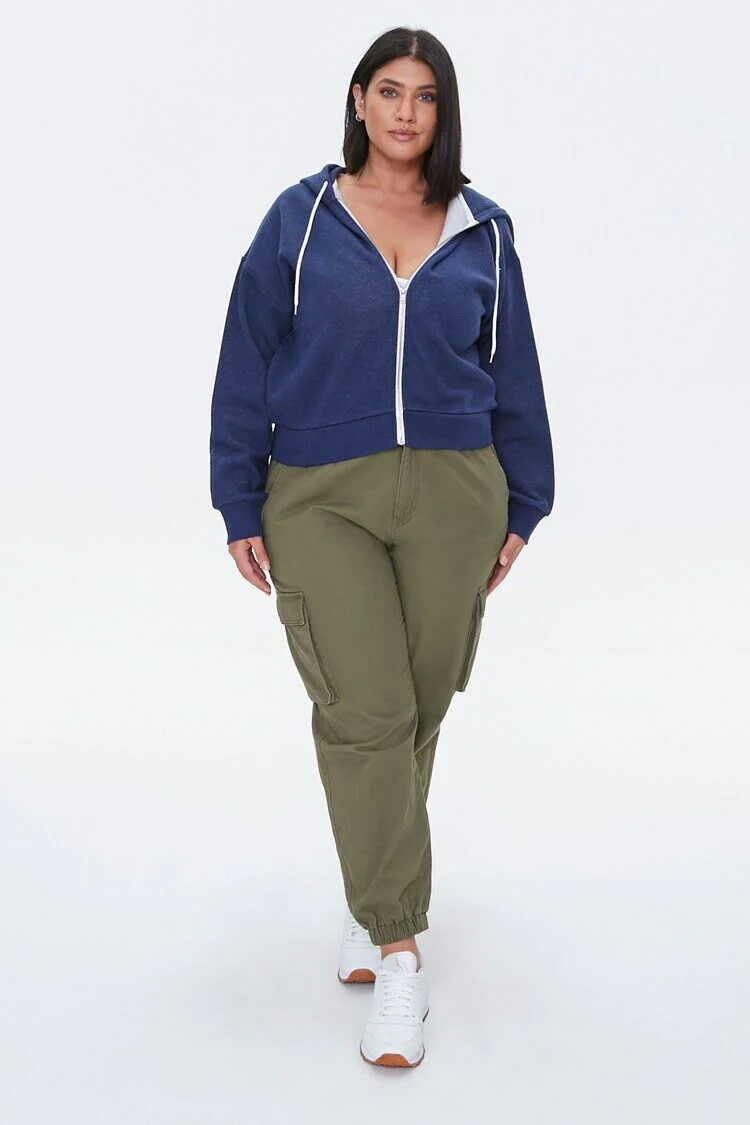 Plus Size French Terry Zip-Up Hoodie - Image 17