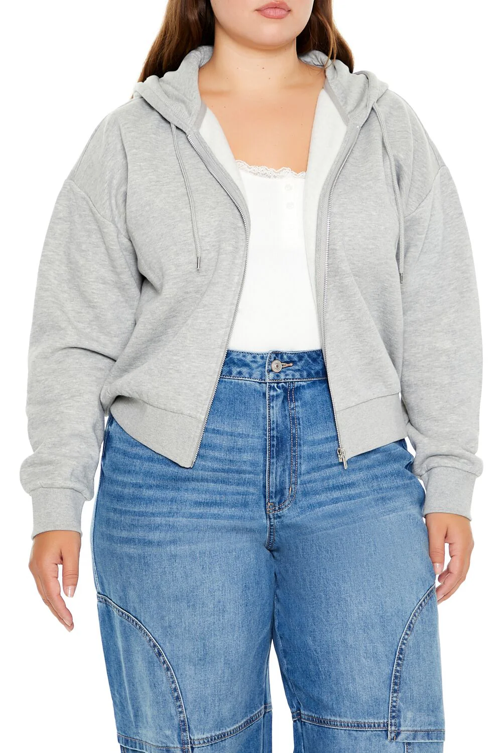 Plus Size French Terry Zip-Up Hoodie - Image 32