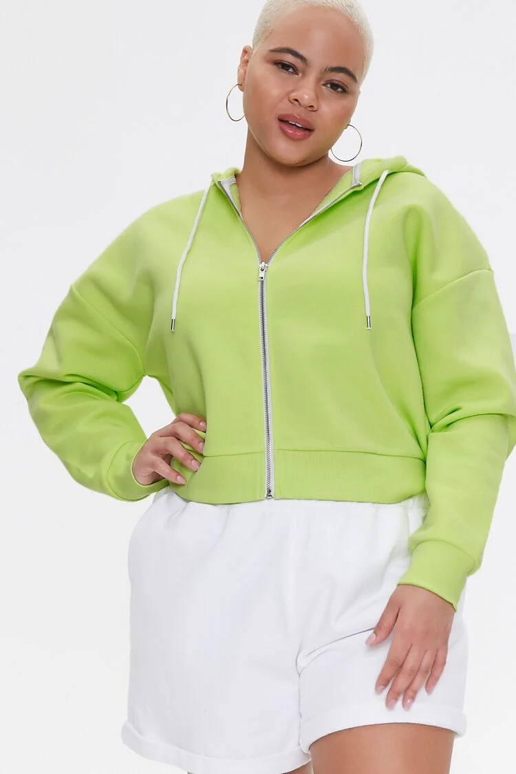 Plus Size French Terry Zip-Up Hoodie - Image 38