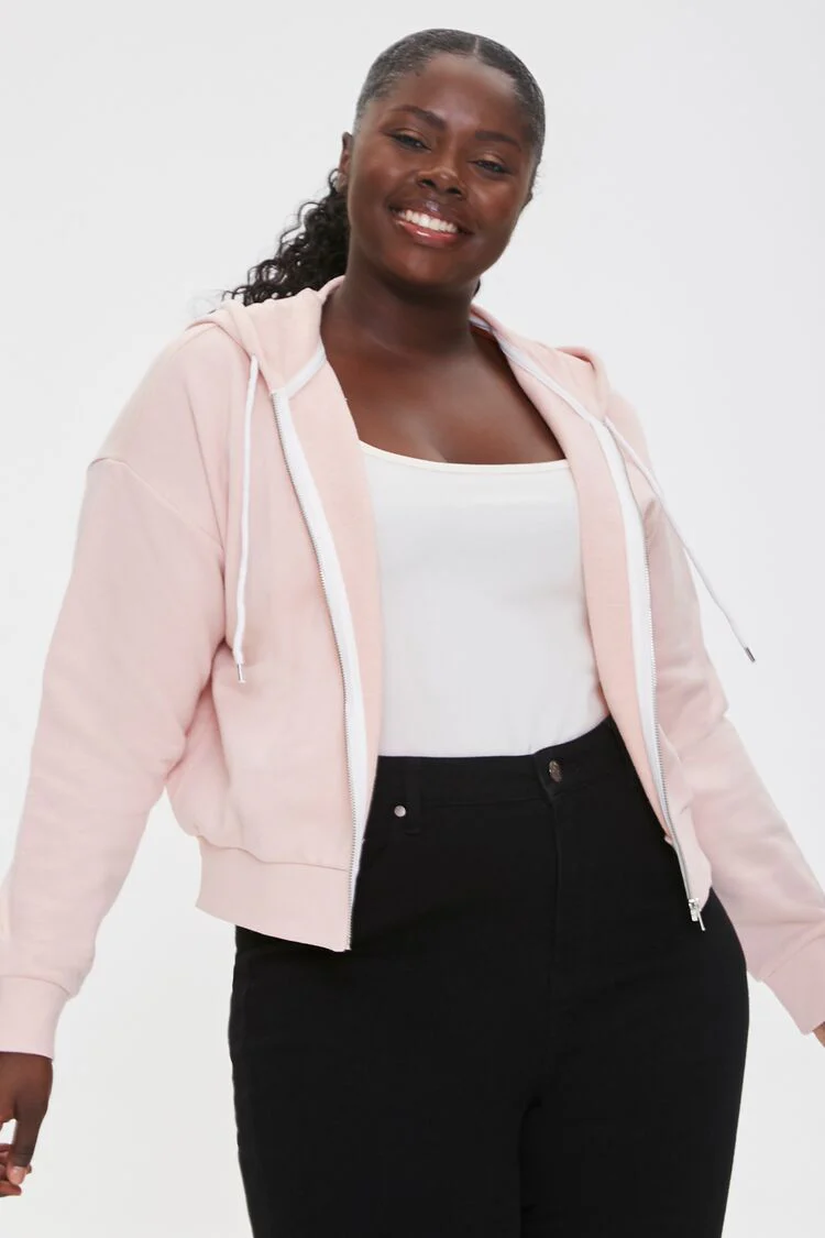 Plus Size French Terry Zip-Up Hoodie - Image 46