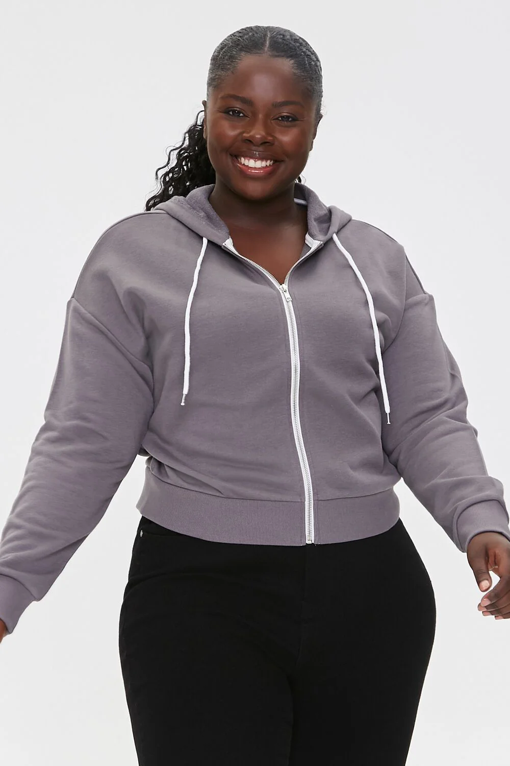 Plus Size French Terry Zip-Up Hoodie - Image 55