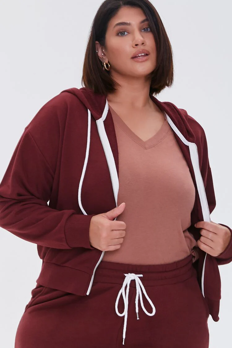 Plus Size French Terry Zip-Up Hoodie - Image 65