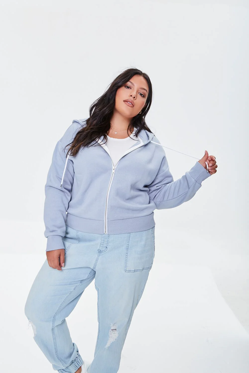 Plus Size French Terry Zip-Up Hoodie - Image 71