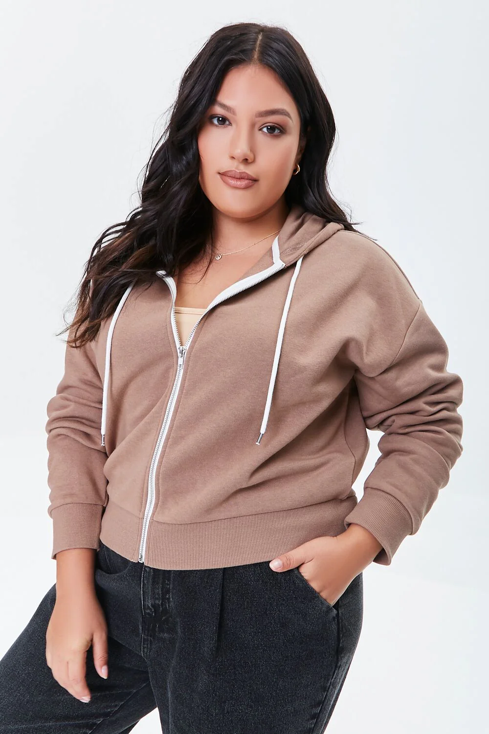 Plus Size French Terry Zip-Up Hoodie - Image 76