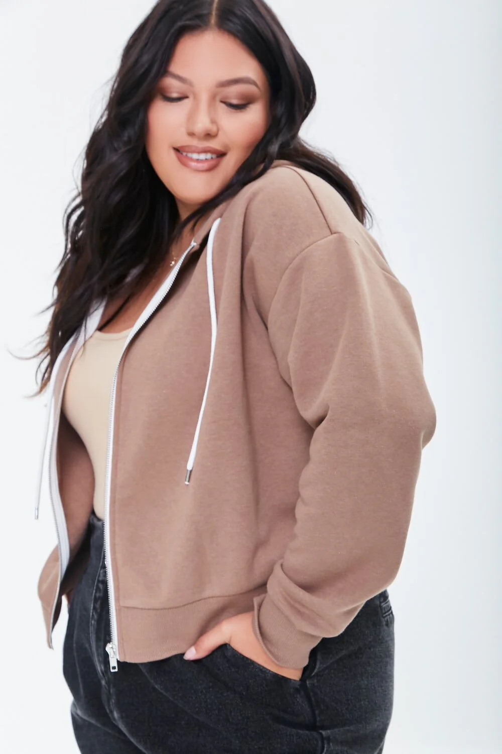 Plus Size French Terry Zip-Up Hoodie - Image 77