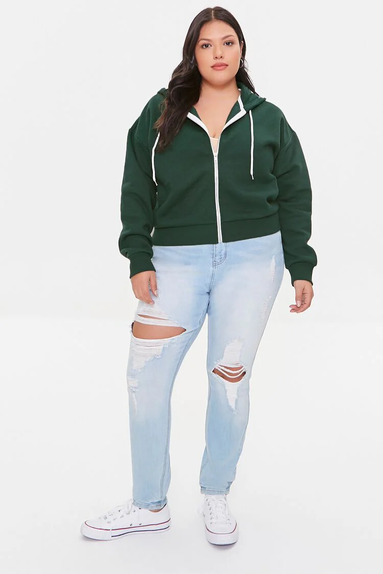 Plus Size French Terry Zip-Up Hoodie - Image 81
