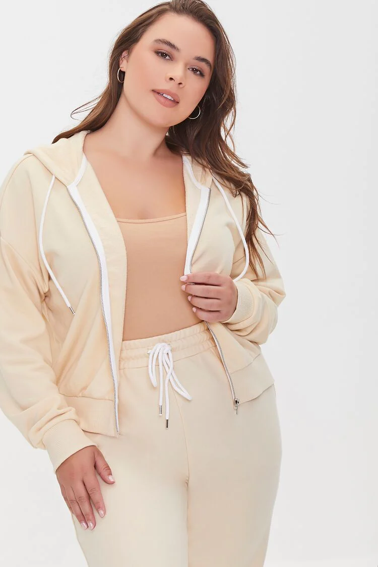 Plus Size French Terry Zip-Up Hoodie - Image 86