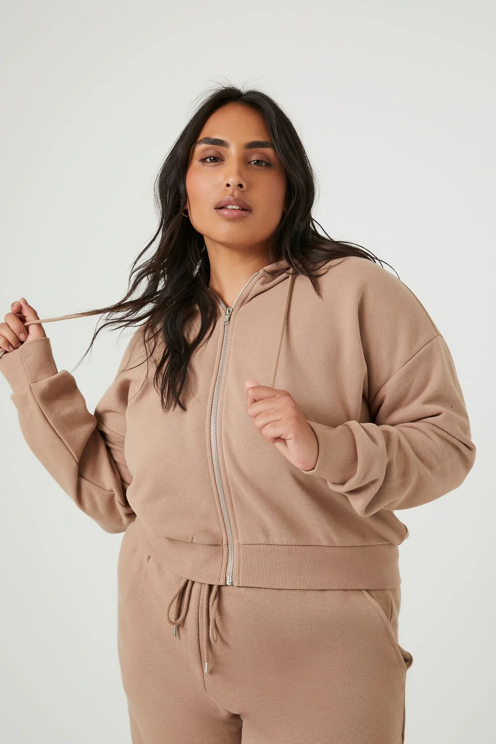 Plus Size French Terry Zip-Up Hoodie - Image 96