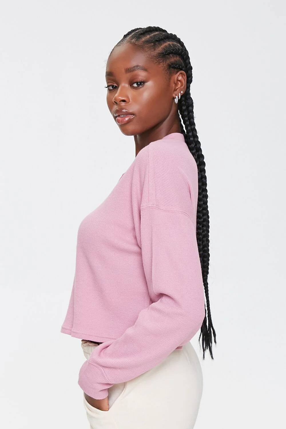 Waffle Knit Henley Top - Image 2