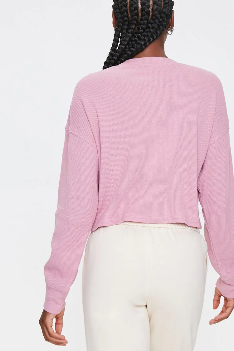 Waffle Knit Henley Top - Image 3