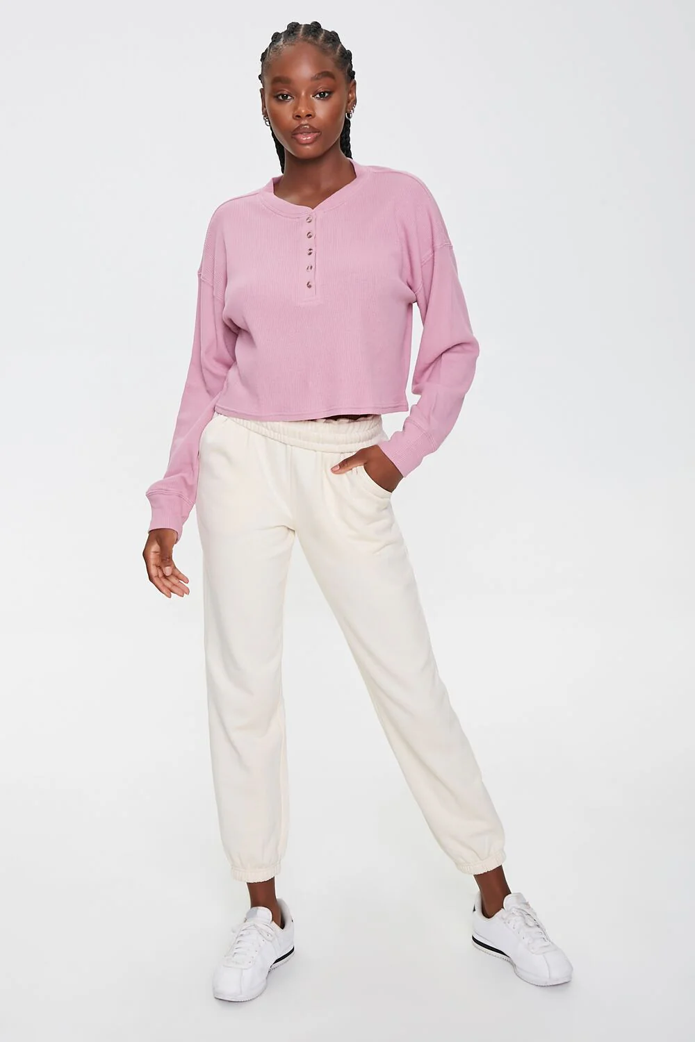 Waffle Knit Henley Top - Image 4