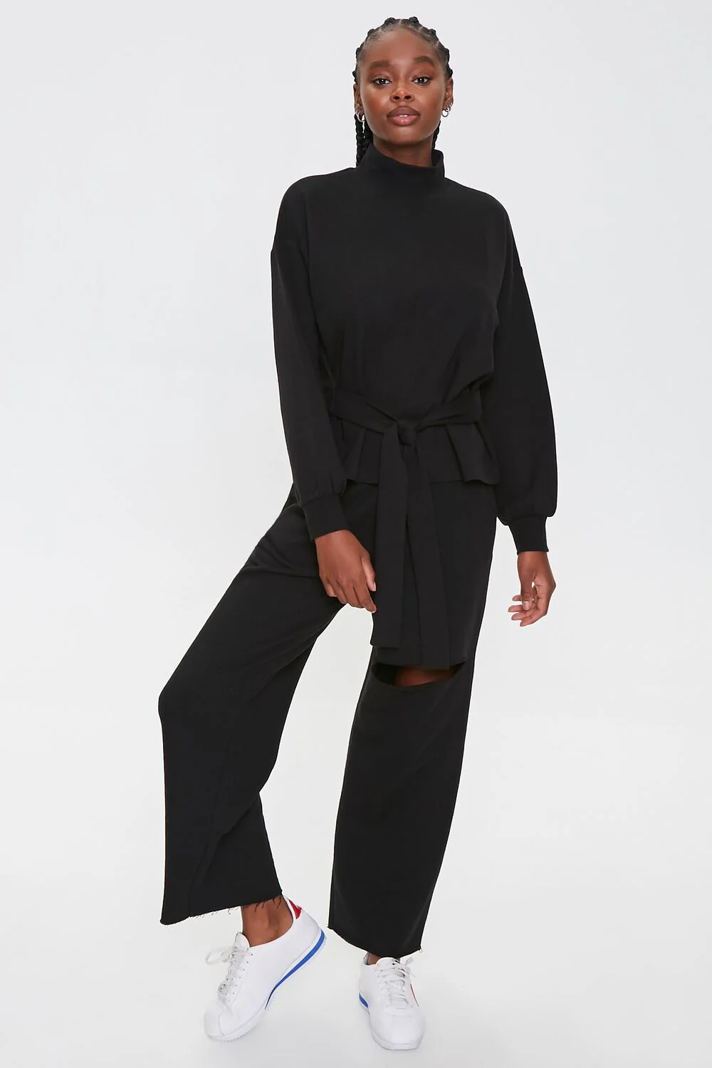 Tie-Waist Mock Neck Top - Image 4