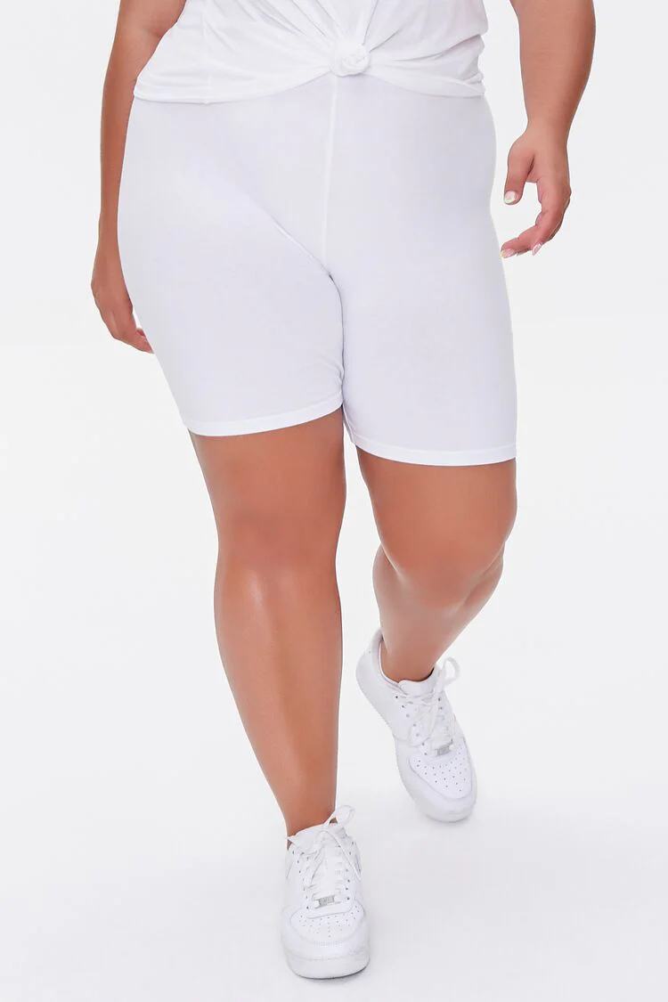 Plus Size Basic Cotton Biker Shorts - Image 2