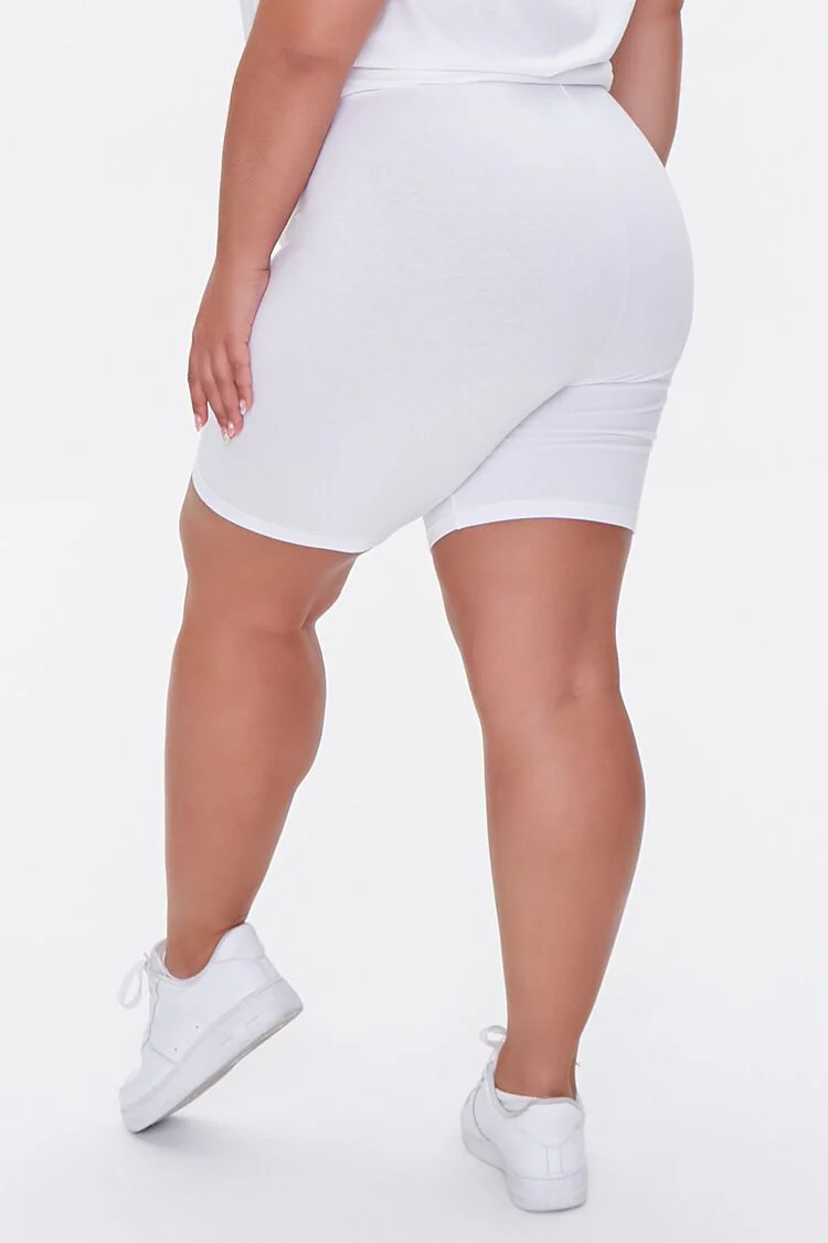 Plus Size Basic Cotton Biker Shorts - Image 4