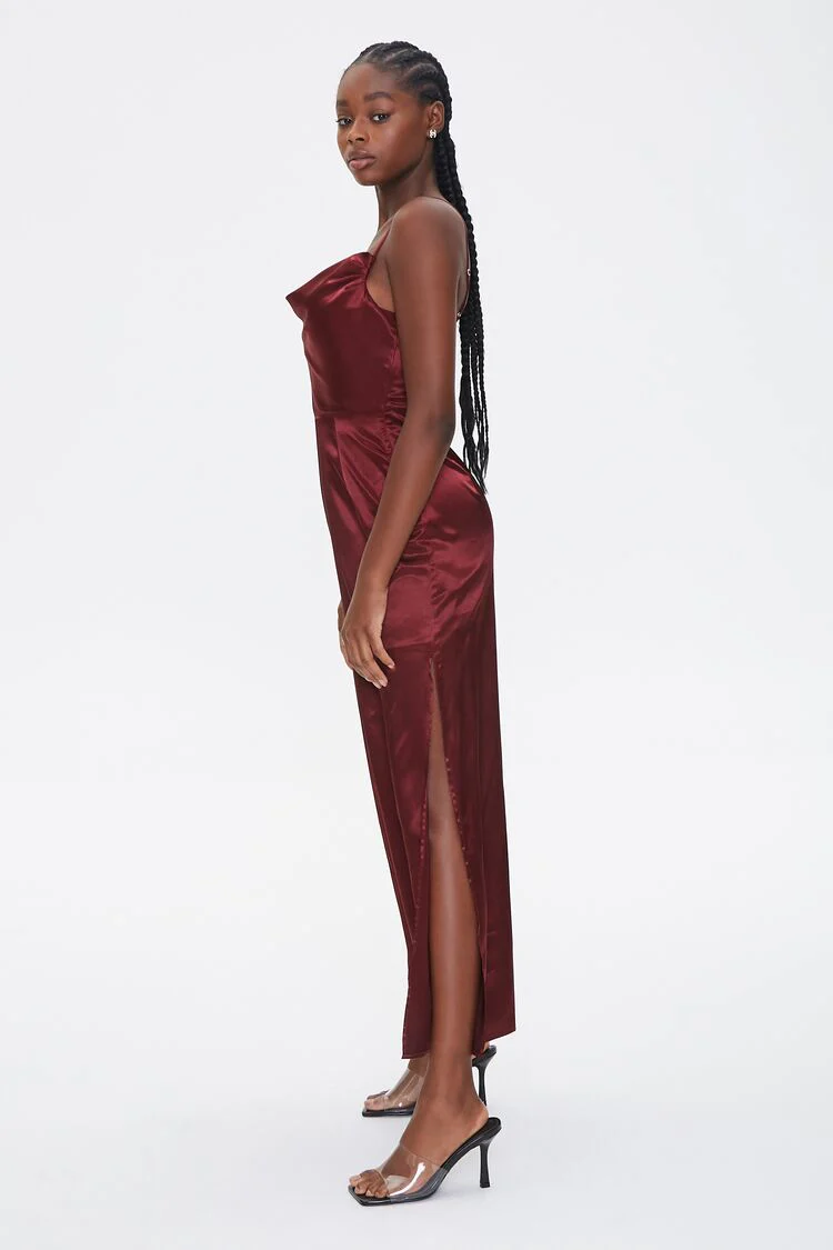 Satin Cowl Neck Maxi Dress - Image 3
