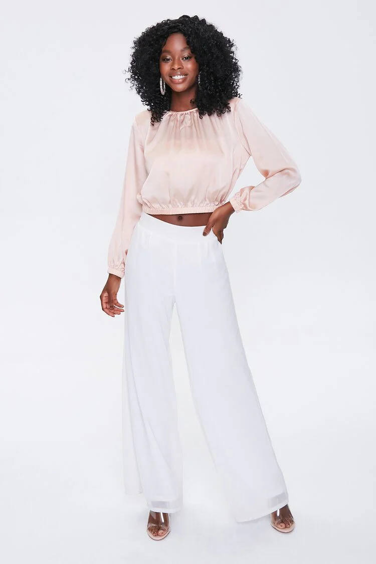 Satin Peasant-Sleeve Top - Image 4