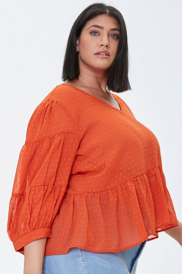 Plus Size Sheer Swiss Dot Top - Image 2