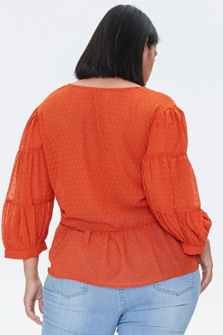 Plus Size Sheer Swiss Dot Top - Image 3
