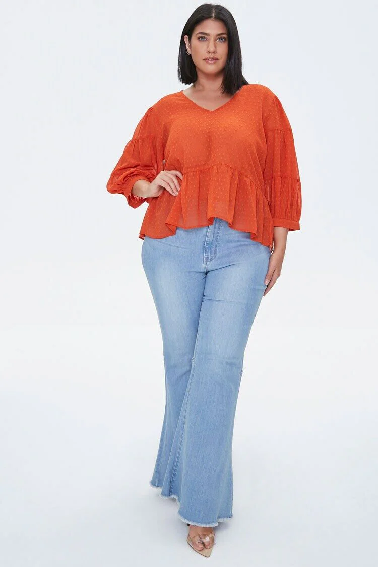 Plus Size Sheer Swiss Dot Top - Image 4