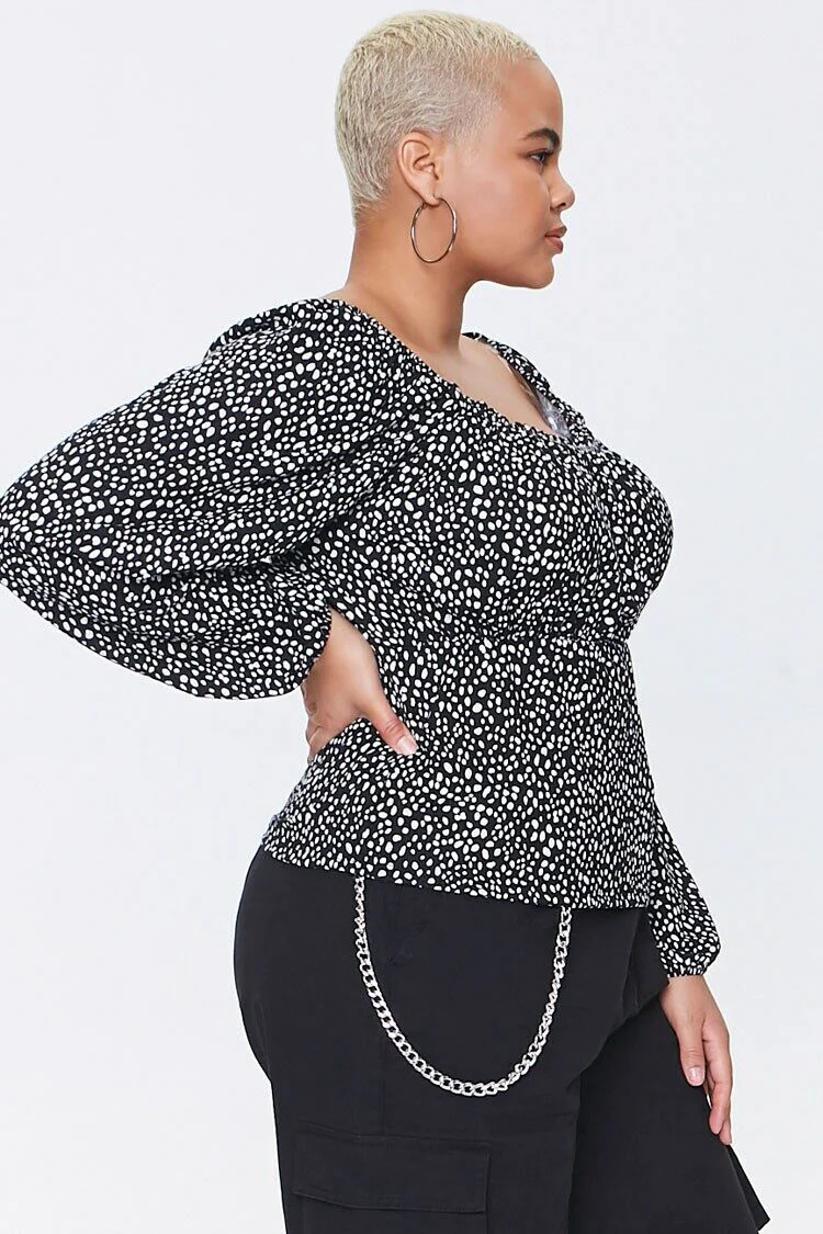 Plus Size Spotted Print Top - Image 2