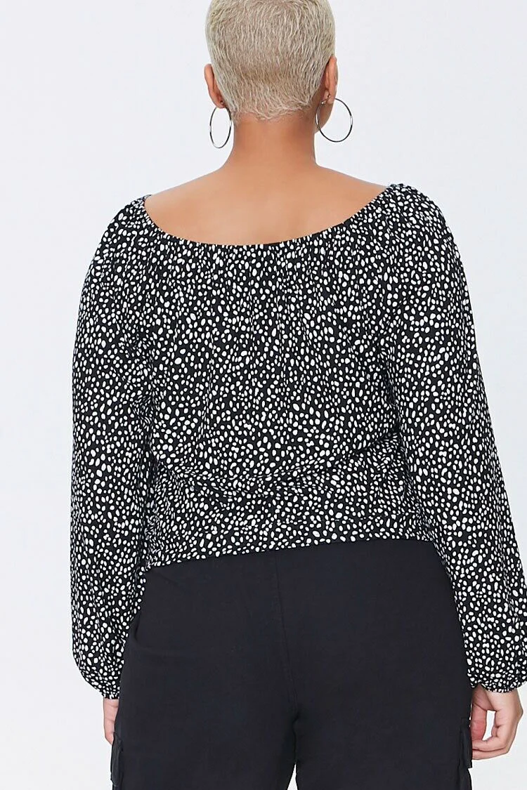 Plus Size Spotted Print Top - Image 3