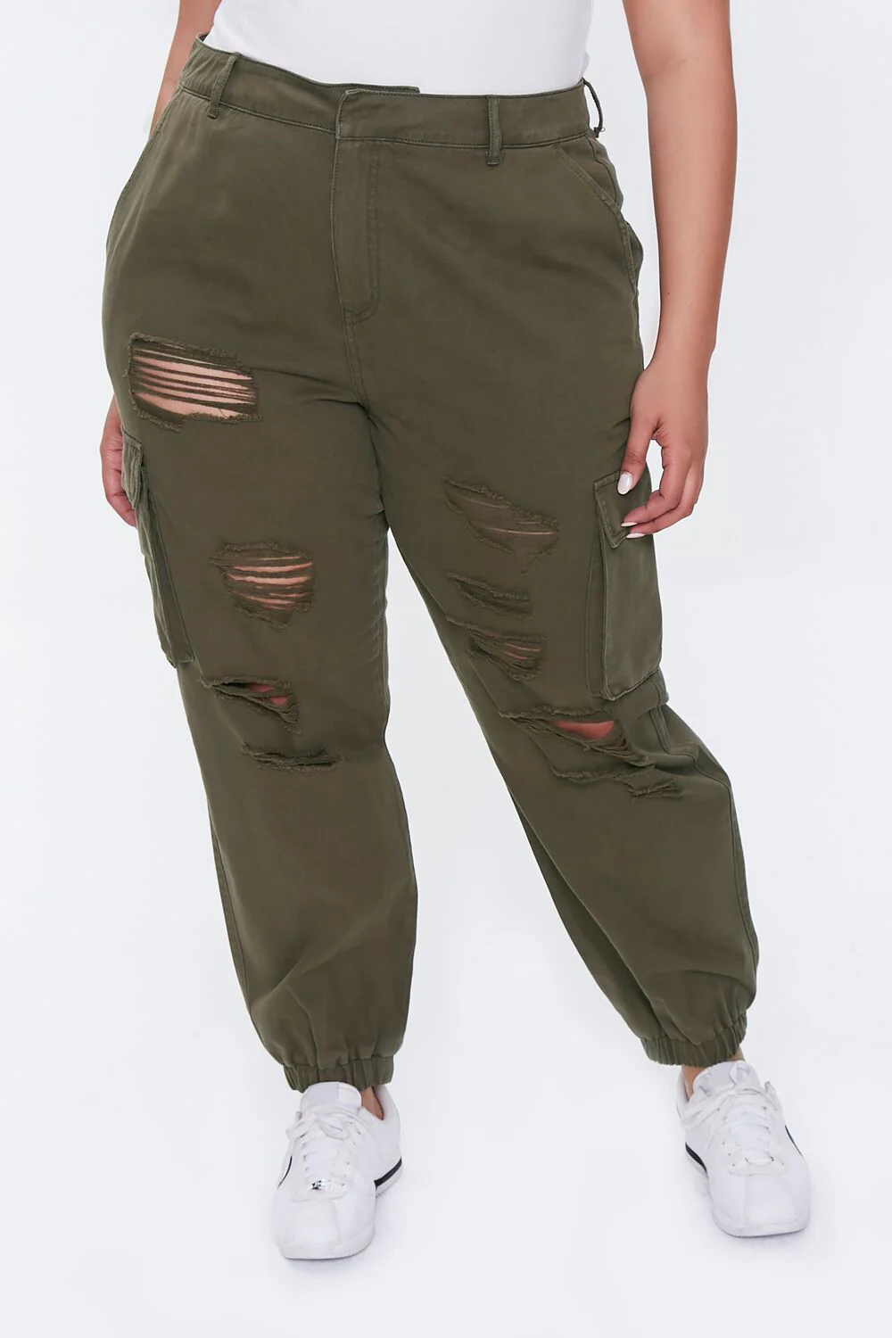 Plus Size Distressed Joggers - Image 2