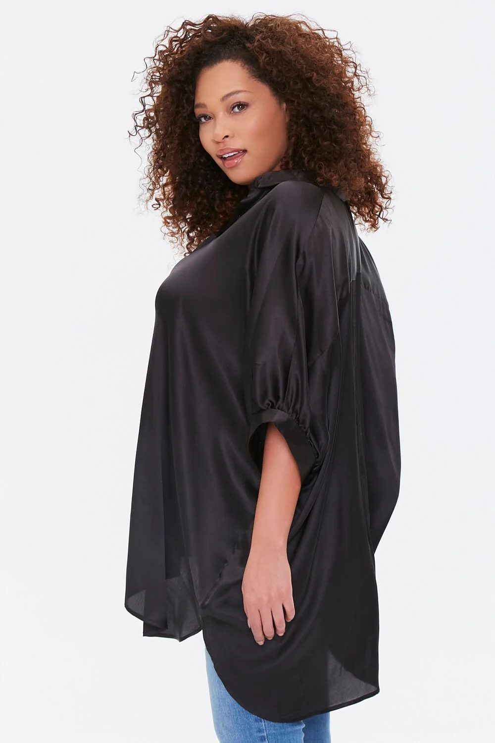 Plus Size High-Low Satin Tunic - Image 2