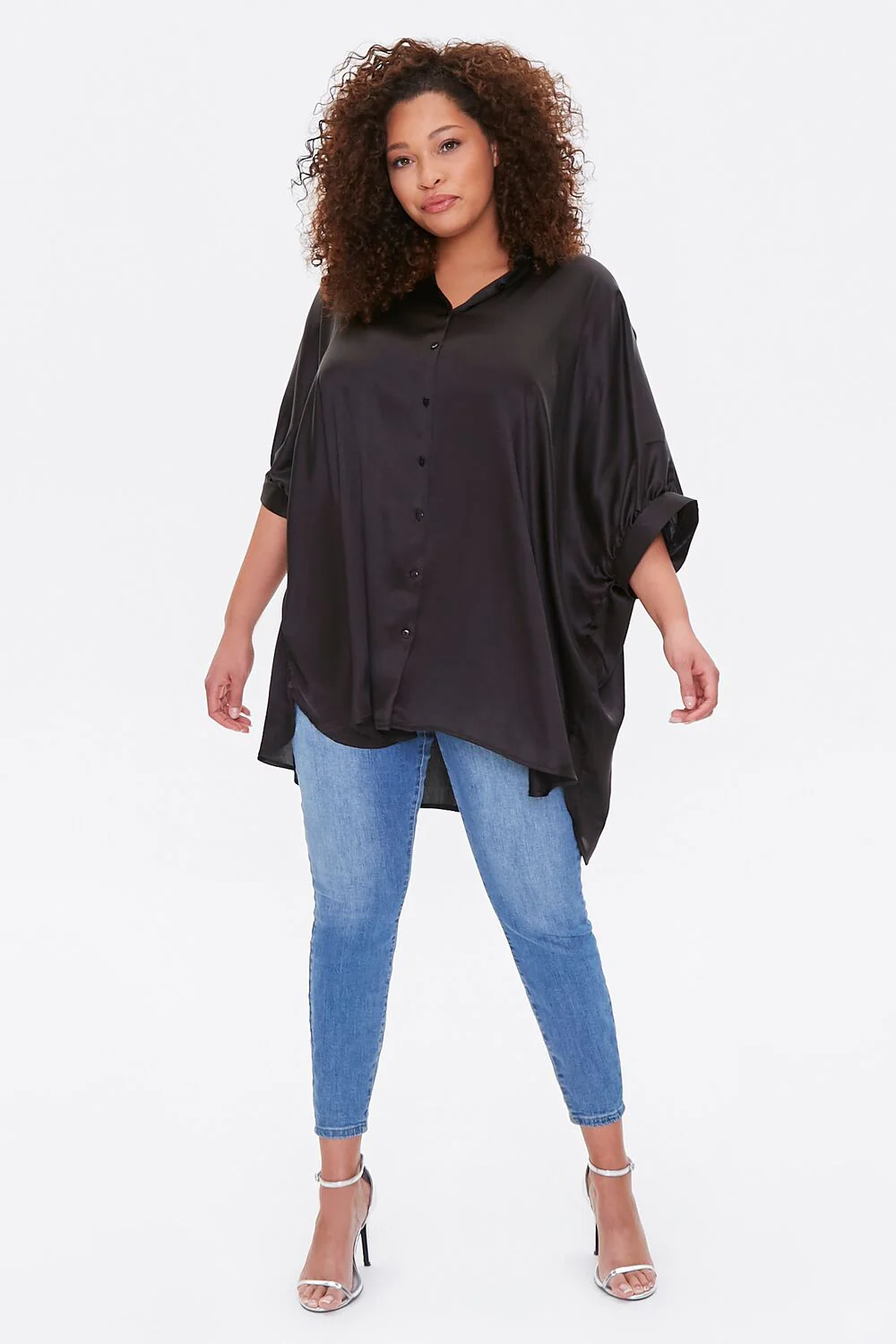 Plus Size High-Low Satin Tunic - Image 4