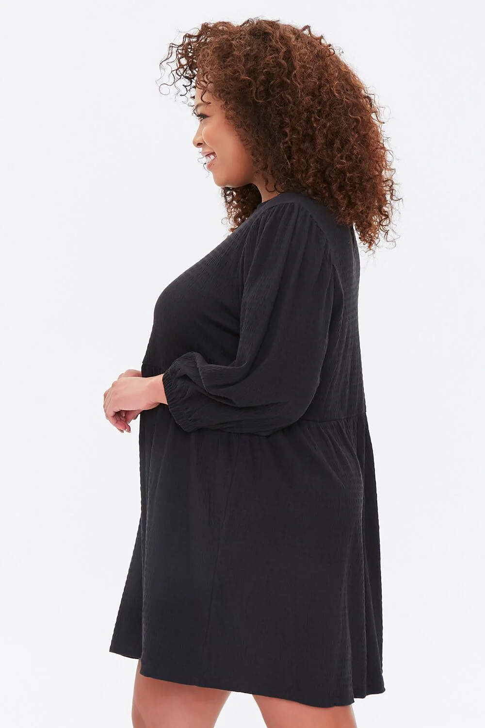 Plus Size Textured Mini Dress - Image 2