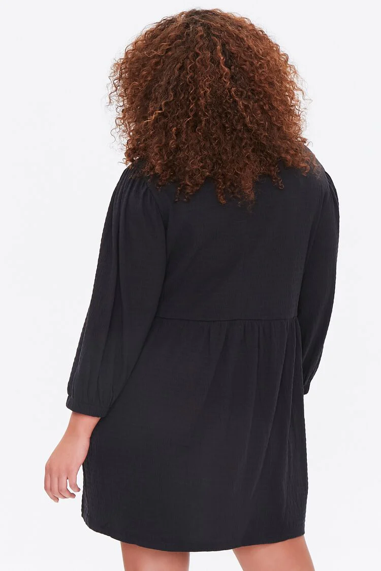 Plus Size Textured Mini Dress - Image 3