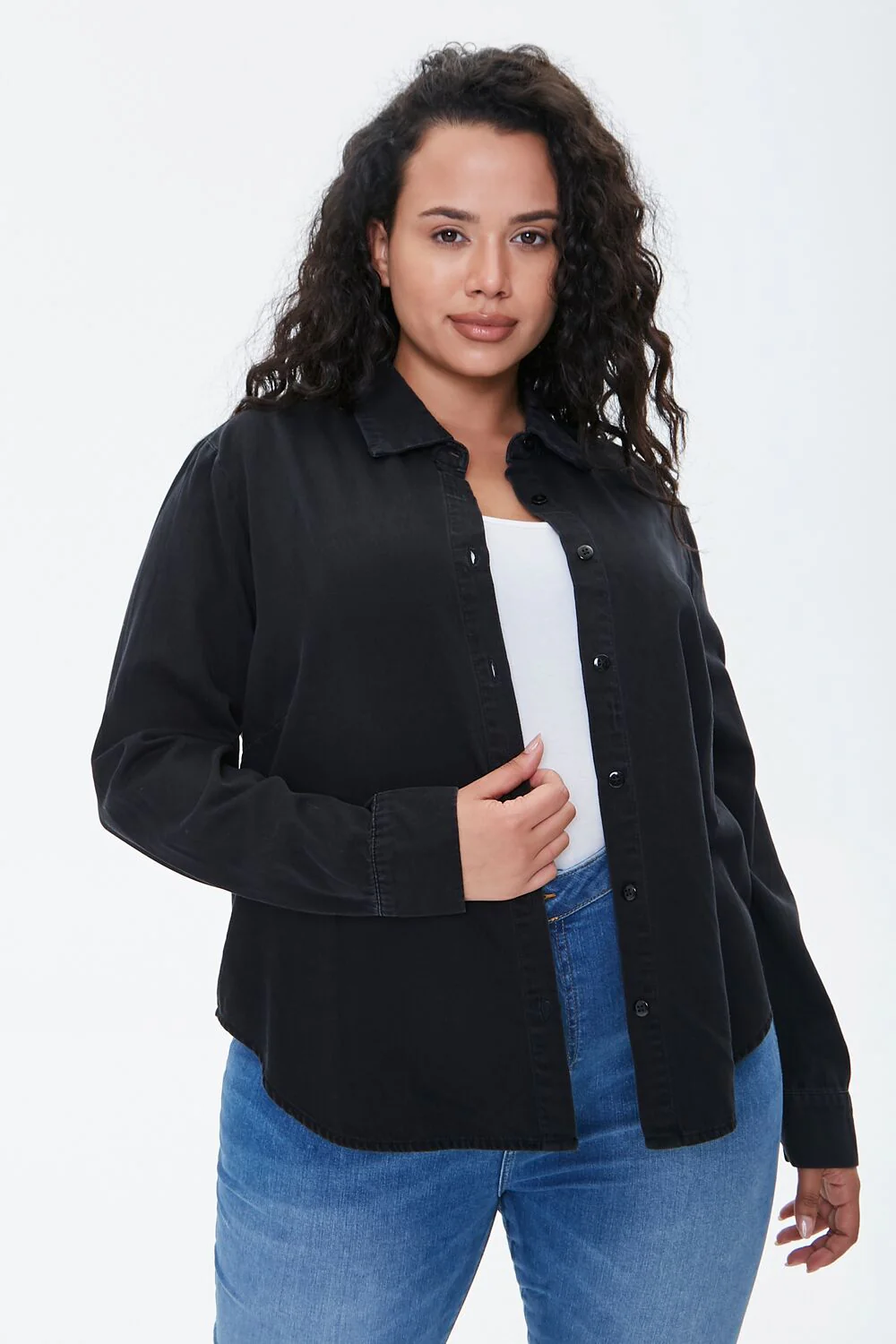 Plus Size Cotton Curved Shirt - Image 4