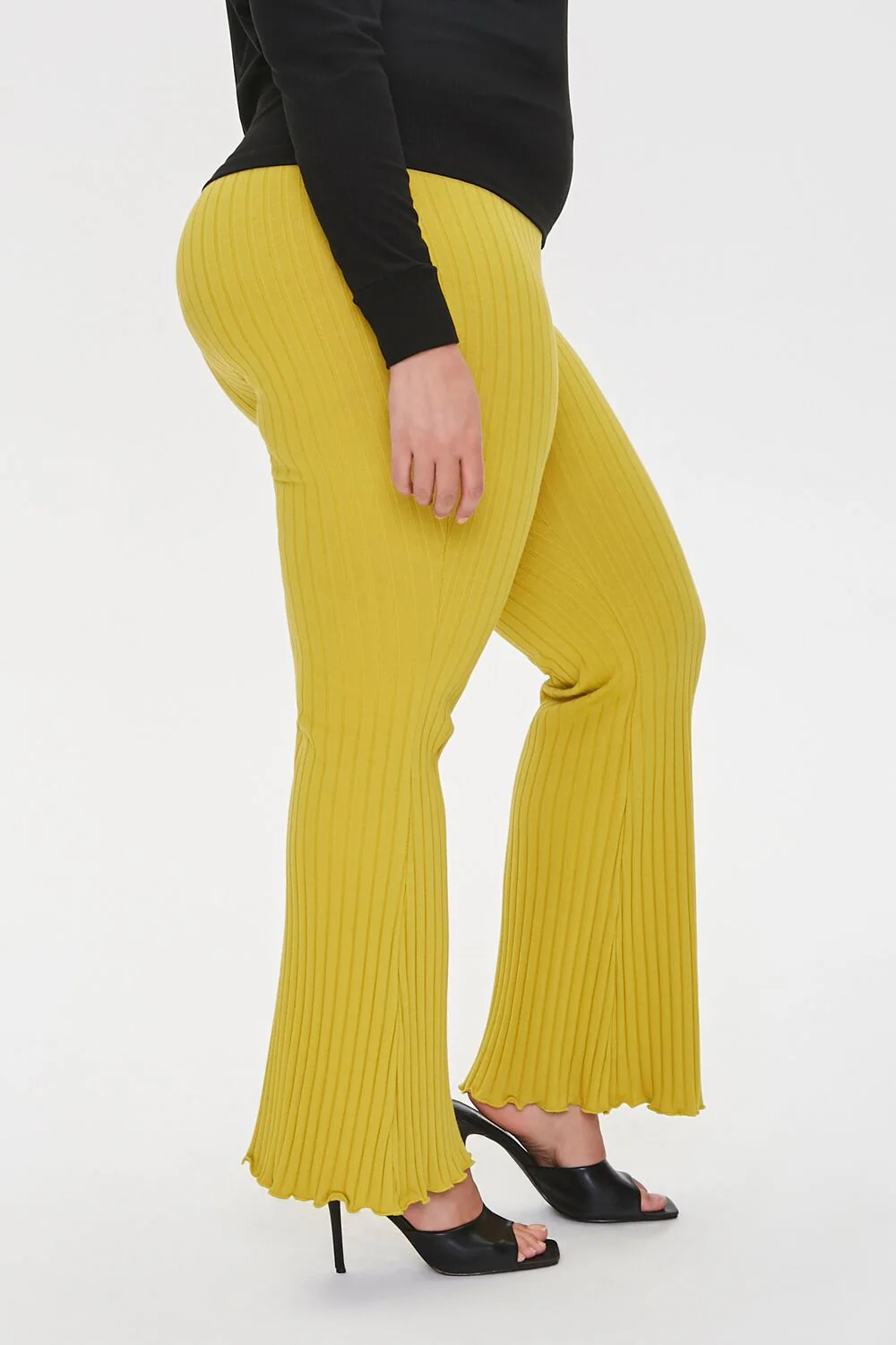 Plus Size Ribbed Flare Pants - Image 2