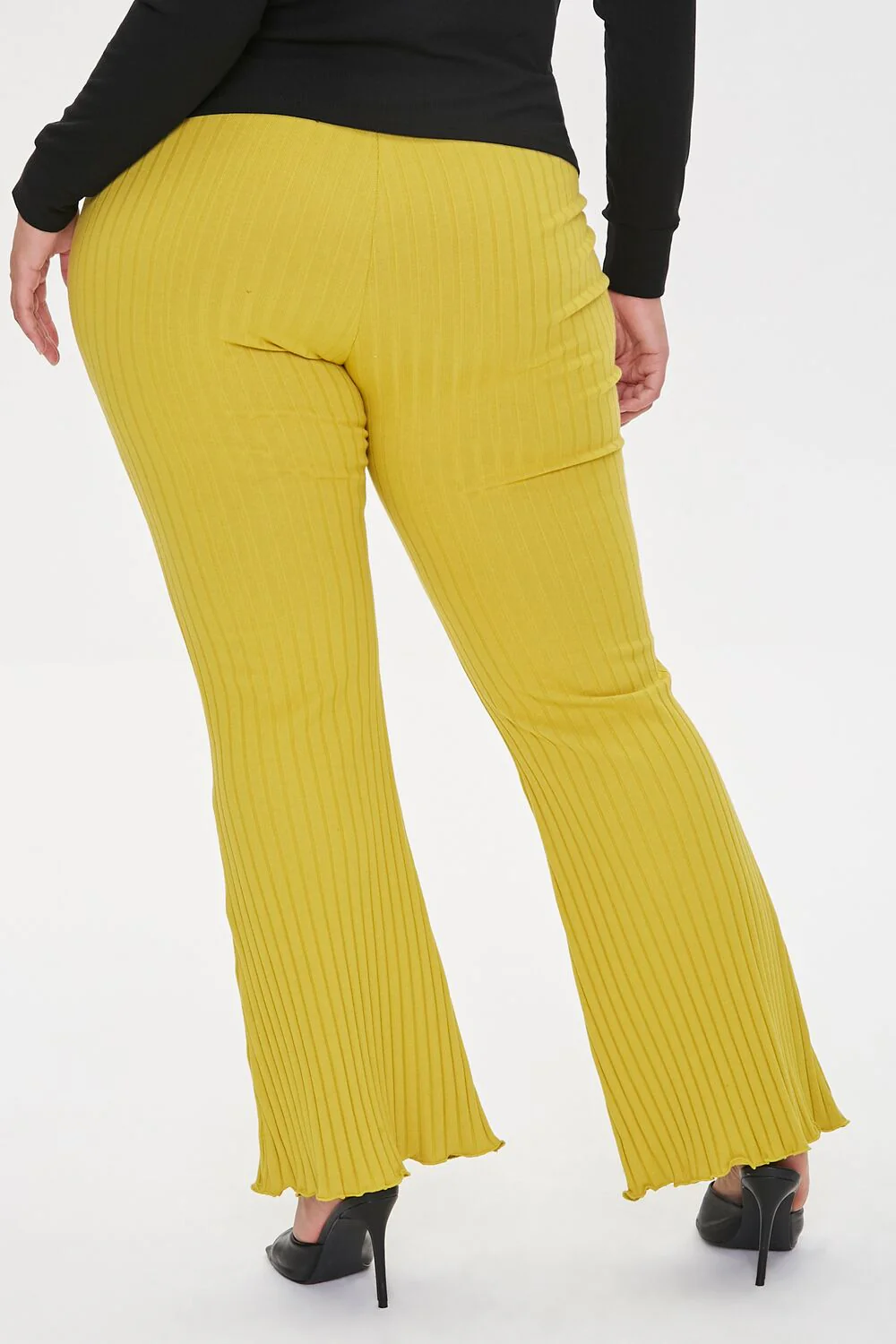 Plus Size Ribbed Flare Pants - Image 3