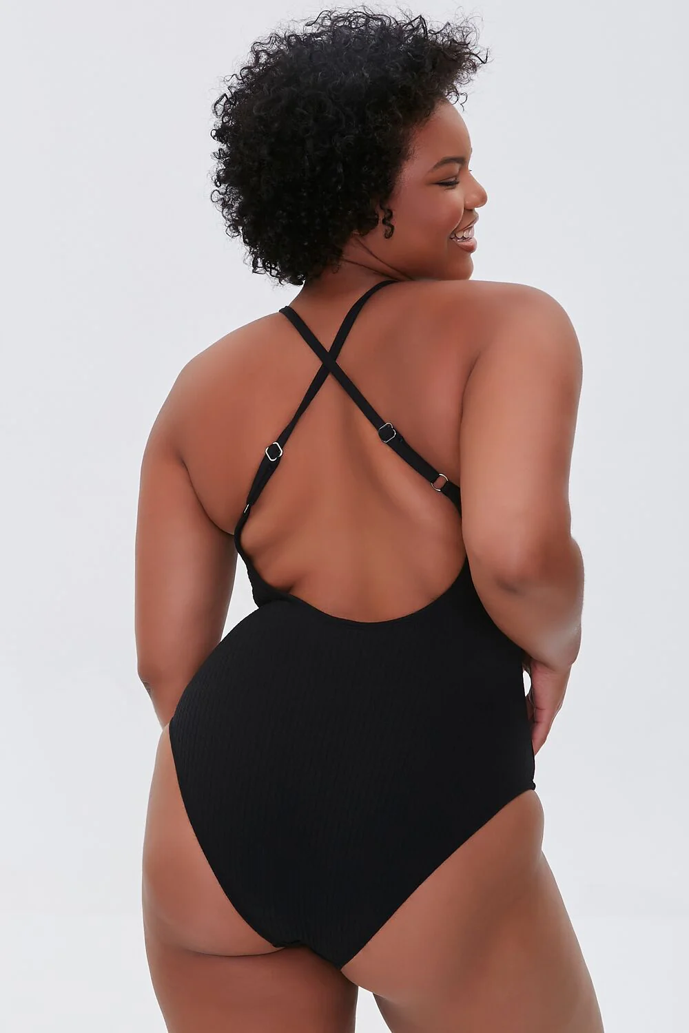 Plus Size Crisscross One-Piece Swimsuit - Image 3