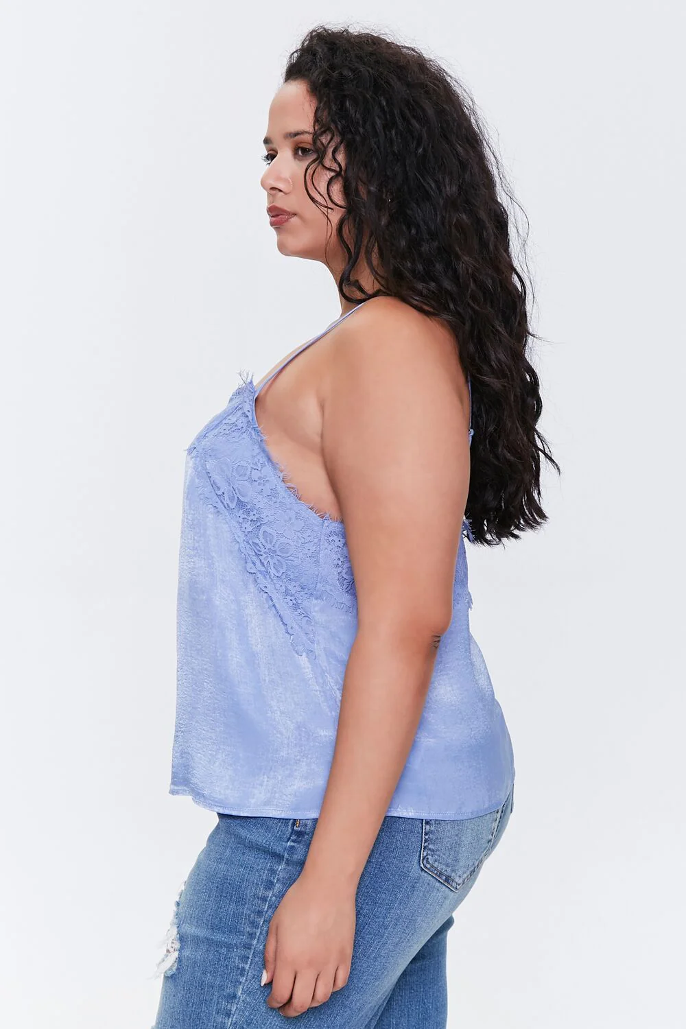 Plus Size Satin Lace-Trim Cami - Image 2