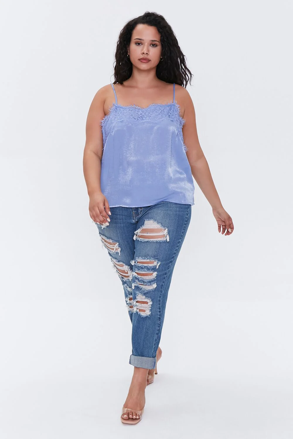 Plus Size Satin Lace-Trim Cami - Image 4