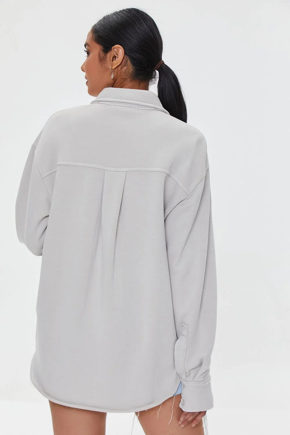 French Terry Dolphin-Hem Shacket - Image 4
