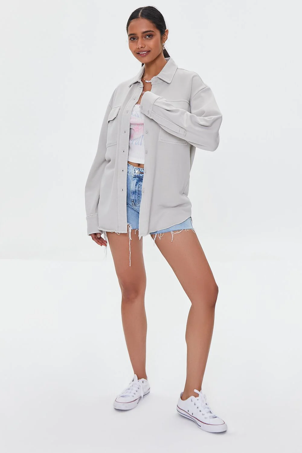 French Terry Dolphin-Hem Shacket - Image 5