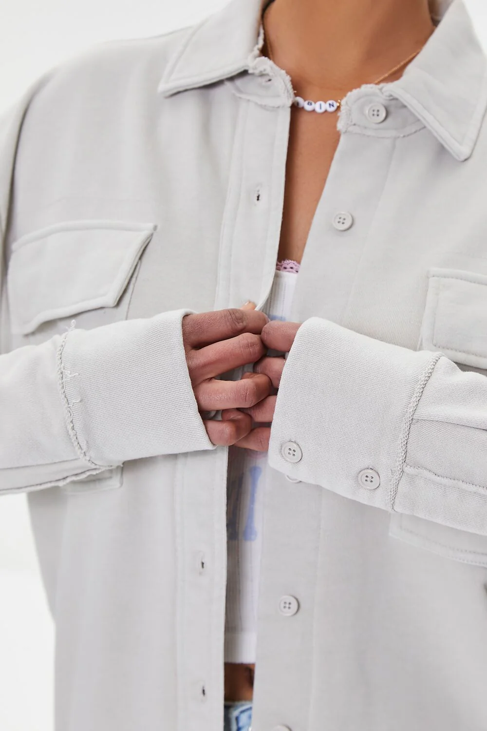 French Terry Dolphin-Hem Shacket - Image 6