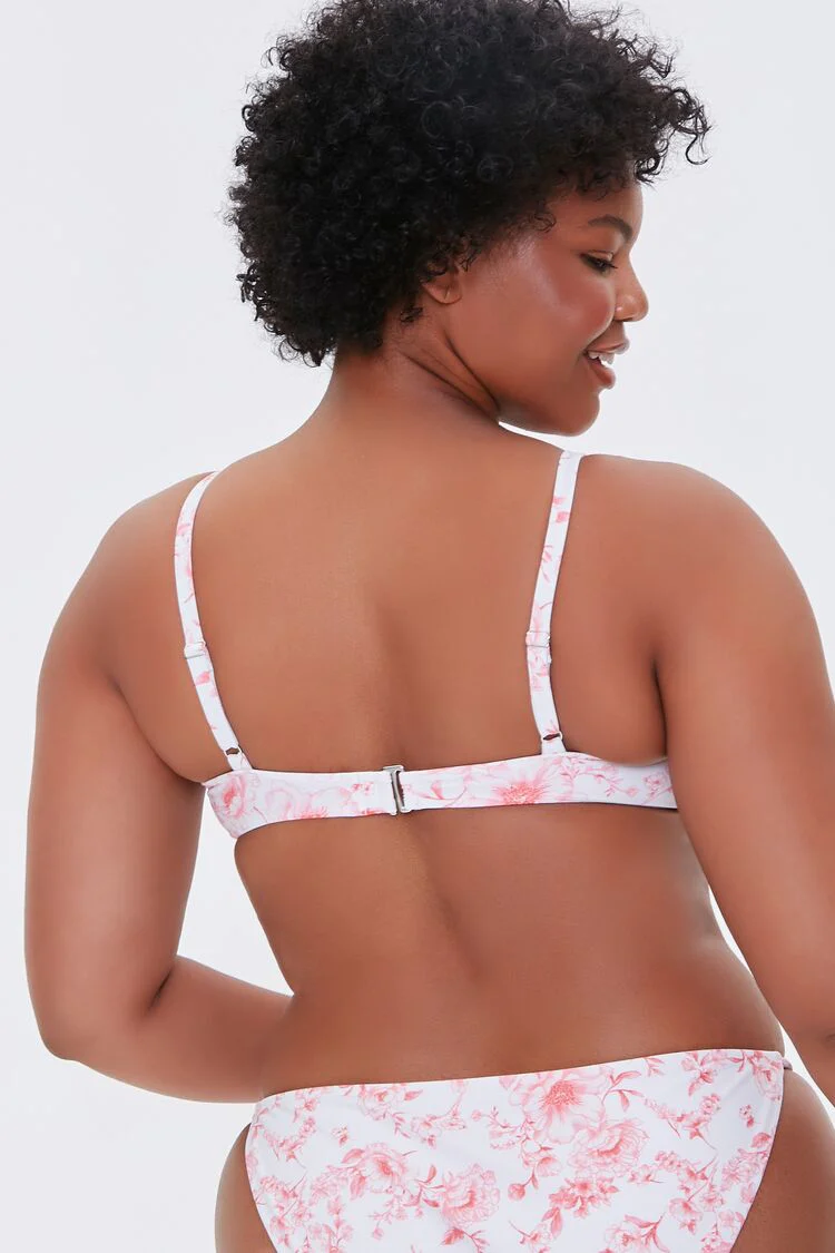 Plus Size Floral Print Bralette Bikini Top - Image 3