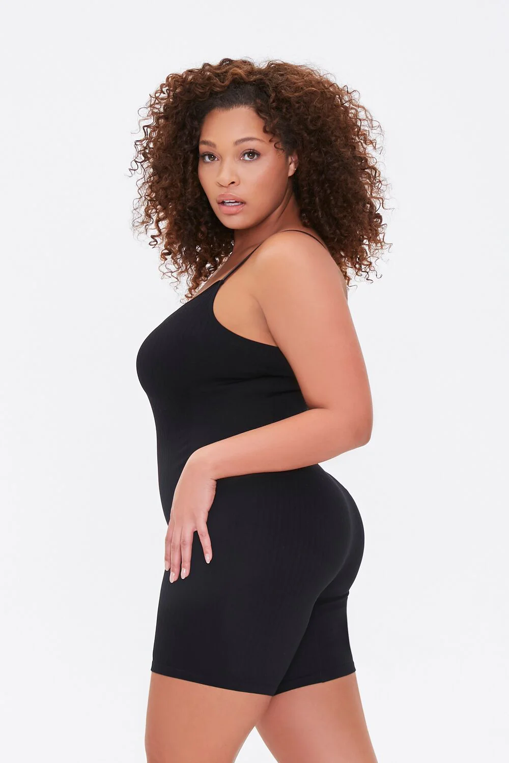 Plus Size Ribbed Cami Romper - Image 2