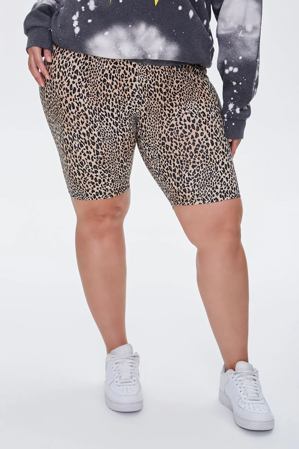 Plus Size Leopard Print Biker Shorts - Image 2