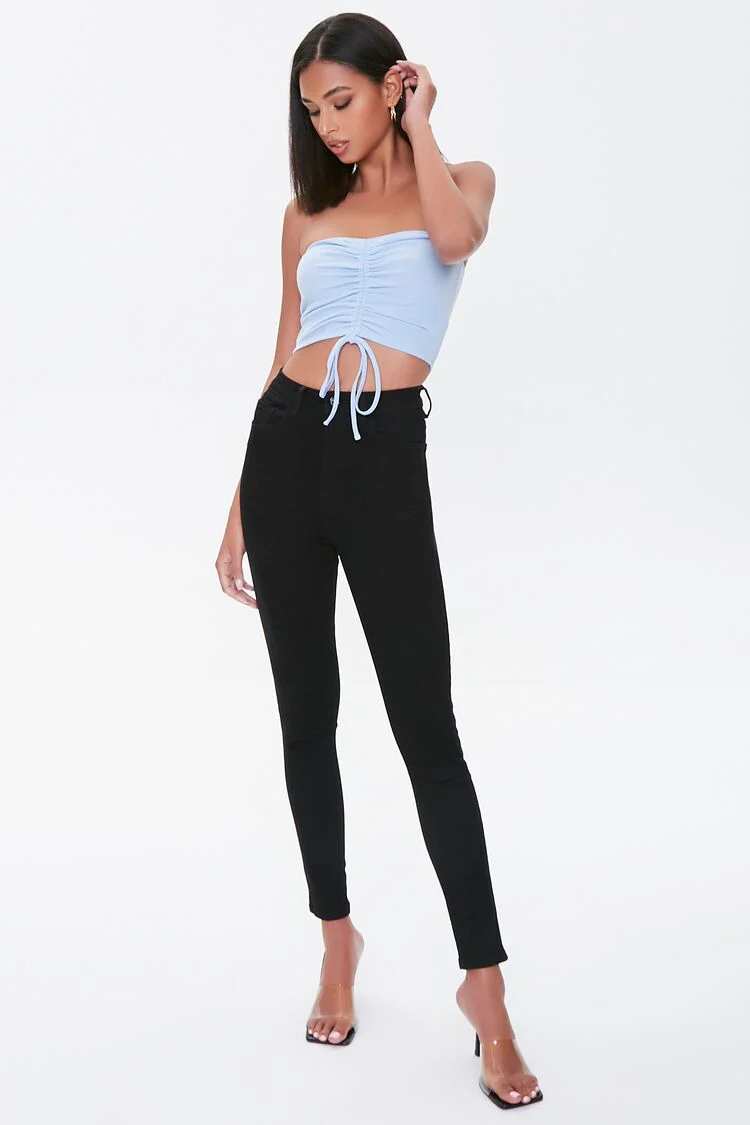Ruched Drawstring Tube Top - Image 4