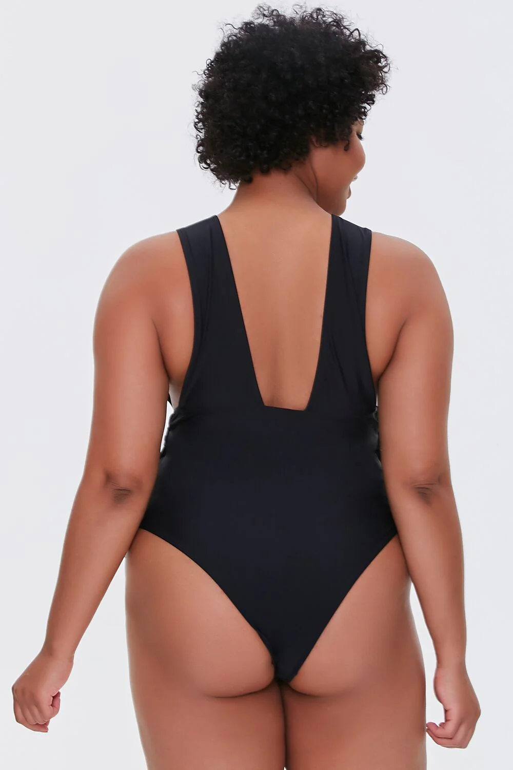 Plus Size Lace-Up One-Piece Swimsuit - Image 3