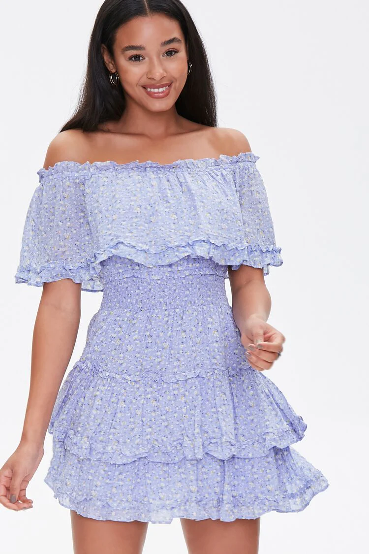 Off-the-Shoulder Floral Print Dress - Image 2