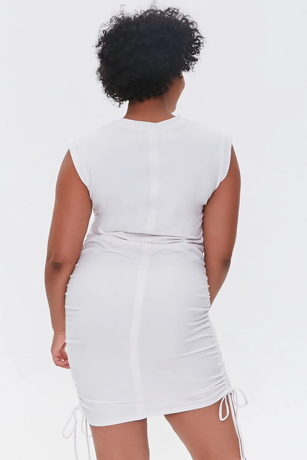 Plus Size Ruched Drawstring Mini Dress - Image 3