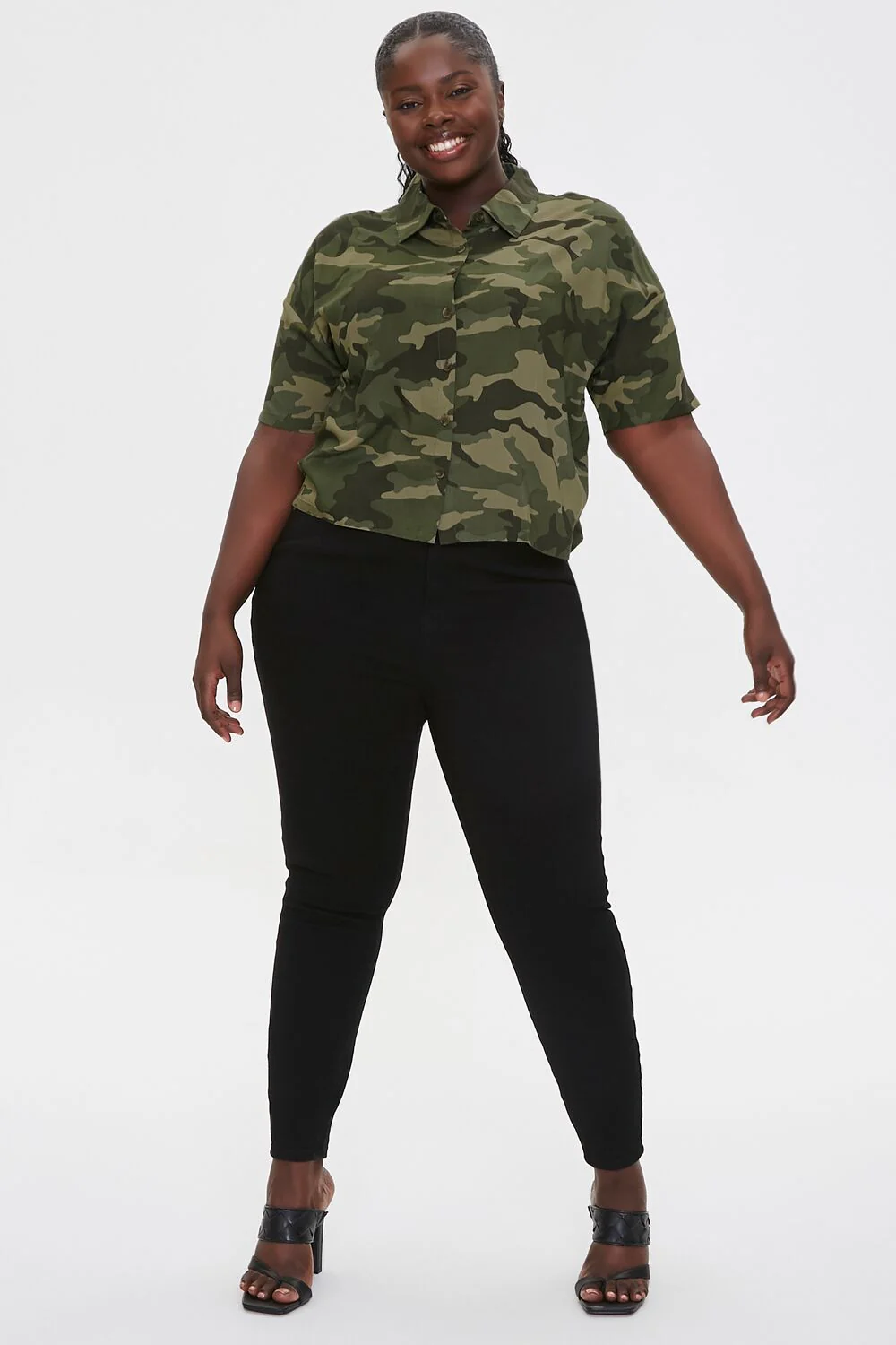 Plus Size Camo Print Shirt - Image 4